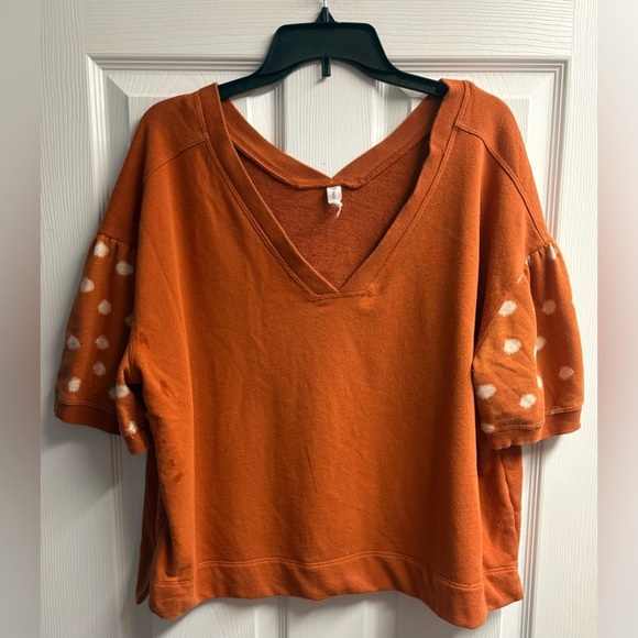 Daily Practice Anthropologie Orange Polka Dot 2 Piece Lounge Set Size XL - Picture 2 of 7